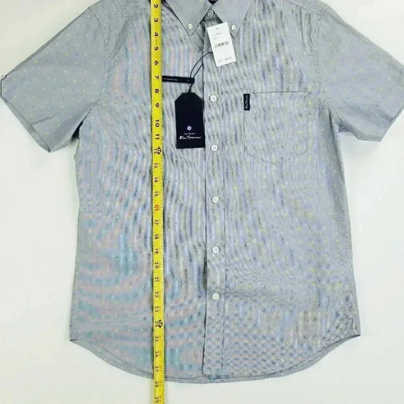 Ben Sherman Small Mod Classic Fit Pocket Logo Tag Blue Yellow Stripe Pattern - Picture 8 of 10